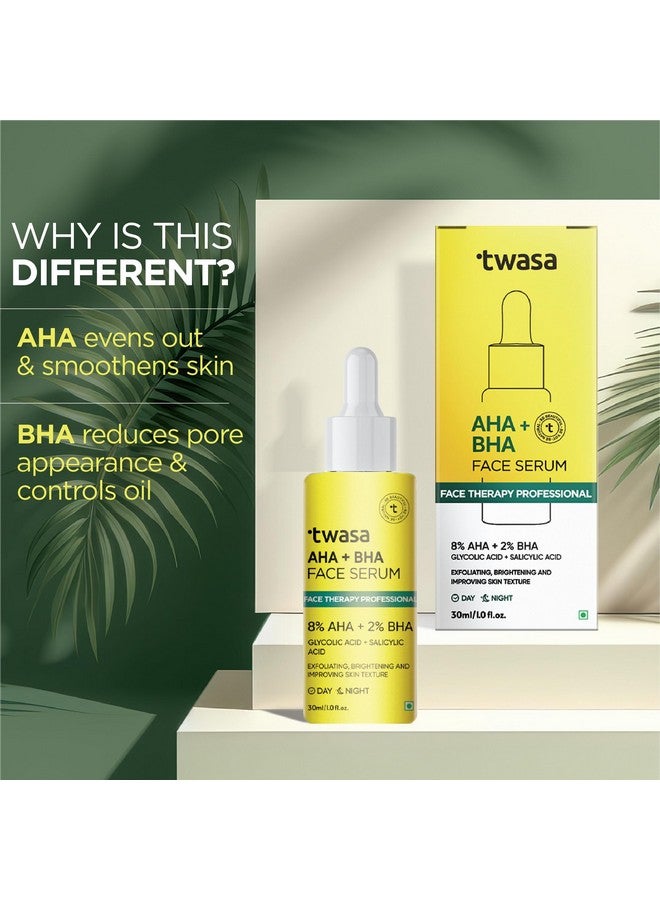Twasa 8% AHA + 2% BHA Exfoliating Face Serum For Reduces Excess Oil, Fights Acne | Skin Renewal, Improved Skin Texture, Brightening & Even Skin Tone, Men & Women | 30ml - Image 2