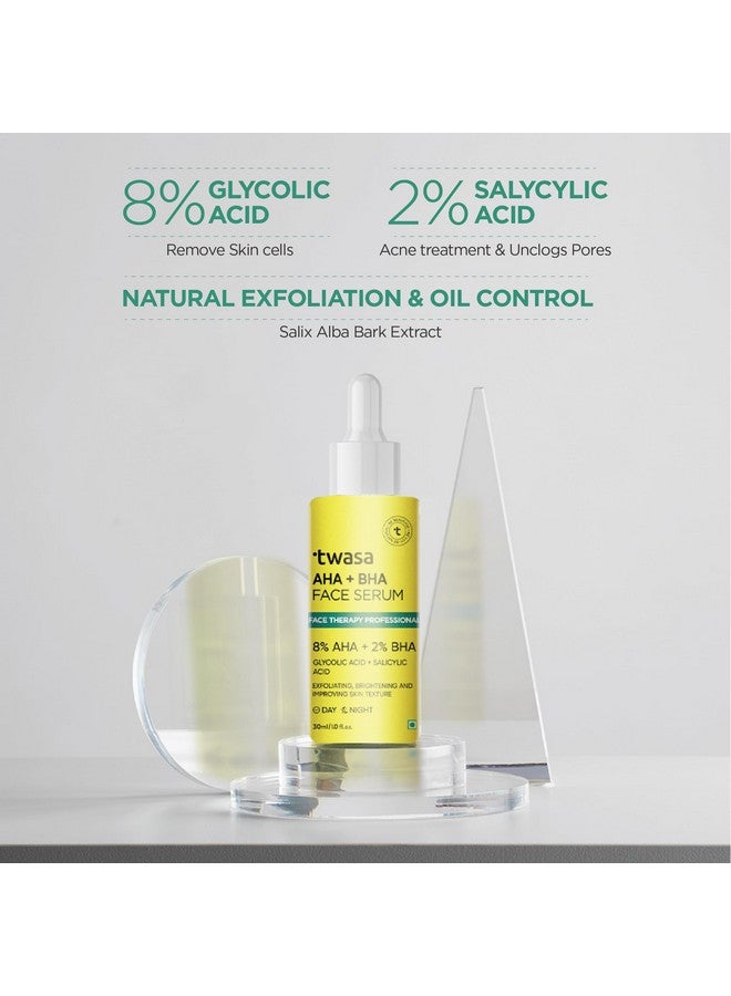 Twasa 8% AHA + 2% BHA Exfoliating Face Serum For Reduces Excess Oil, Fights Acne | Skin Renewal, Improved Skin Texture, Brightening & Even Skin Tone, Men & Women | 30ml - Image 3