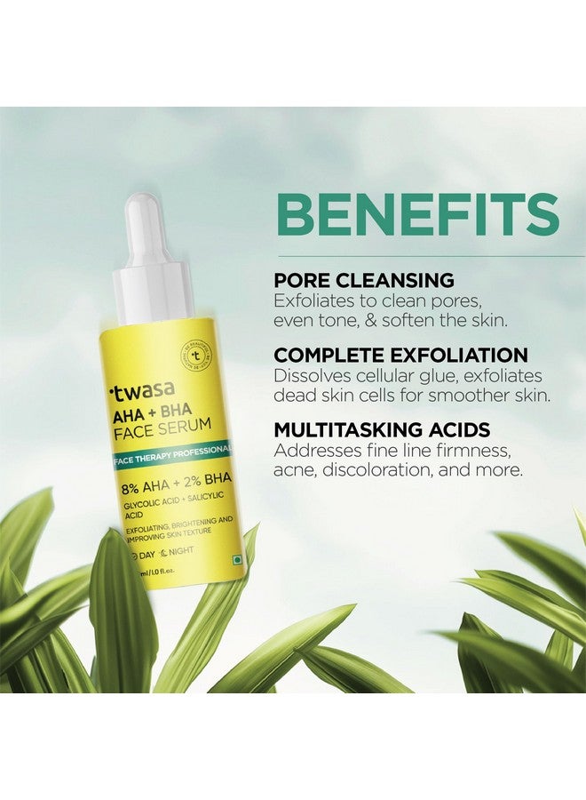 Twasa 8% AHA + 2% BHA Exfoliating Face Serum For Reduces Excess Oil, Fights Acne | Skin Renewal, Improved Skin Texture, Brightening & Even Skin Tone, Men & Women | 30ml - Image 4