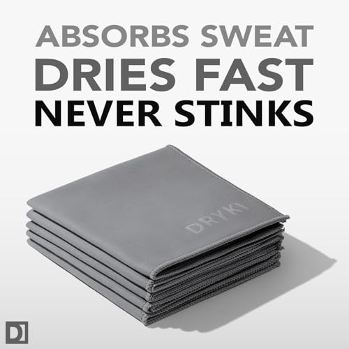 DRYKI Sweat Absorbing Handkerchiefs - The Original Pocket-Sized Sweat Towels - Quick-Dry Microfiber Sweat Rags for Face, Hands, & Body - Men & Women - Gym, Sports, and Work (Grey: 5 Pack) - Image 3