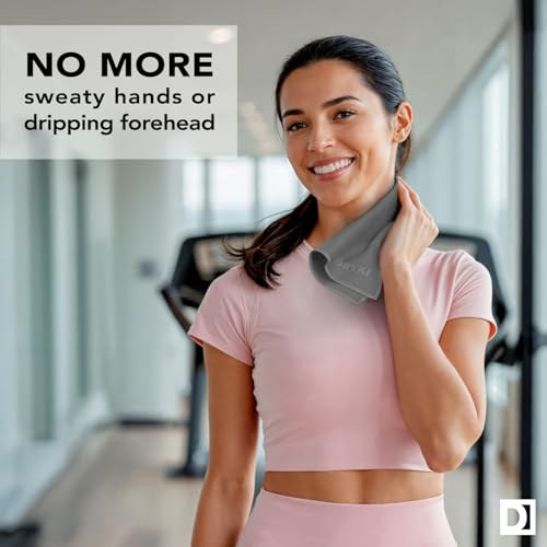 DRYKI Sweat Absorbing Handkerchiefs - The Original Pocket-Sized Sweat Towels - Quick-Dry Microfiber Sweat Rags for Face, Hands, & Body - Men & Women - Gym, Sports, and Work (Grey: 5 Pack) - Image 2