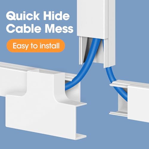YesBes 250in Cord Hider Kit, Cord Covers for Wires on Wall, Paintable Cable Raceway, Cord Hider for Wall Mount tv, tv Cable Hider Wall kit, Wire Covers for Cords, 16X L15.75 X W0.96in X H0.57in, White - Image 5