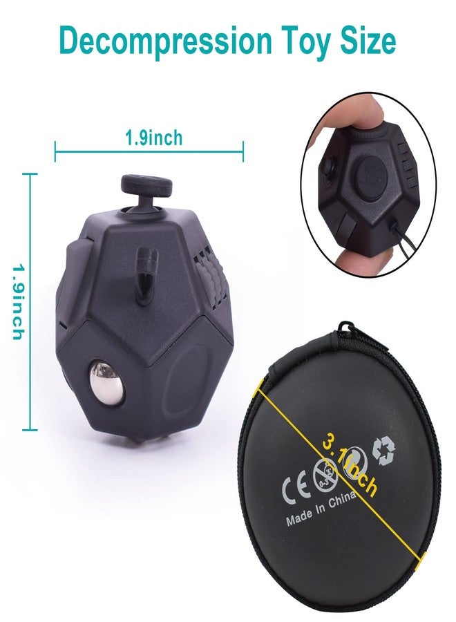 UOOEFUN Mini Fidget Toys, Cool Black 12 Sided Fidgets Toy Cubes for Kids Adults with Anxiety ADHD Autism and Relief Stress (Pure Black) - Image 2