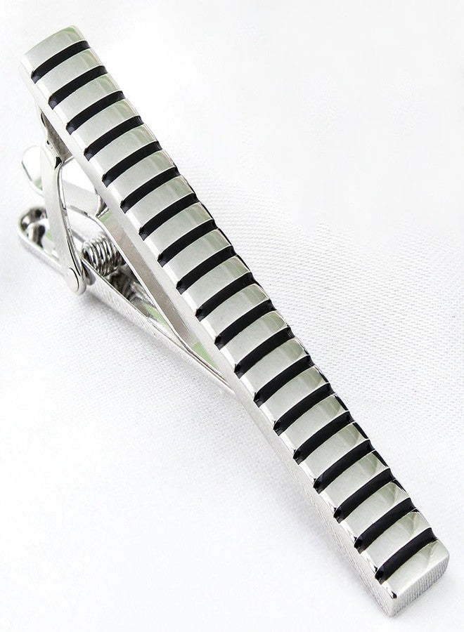 Peluche Mr. Dapper - Party Striped Silver Colored Cufflink and TiePin Set for Men - Image 4