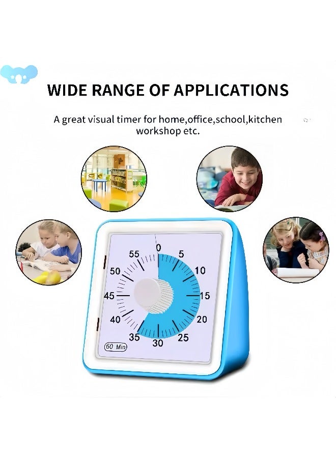 60-Minute Visual Timer, Classroom Classroom Timer, Countdown Timer for Kids and Adults, Time Management Tool for Teaching (Blue & Blue) - Image 2