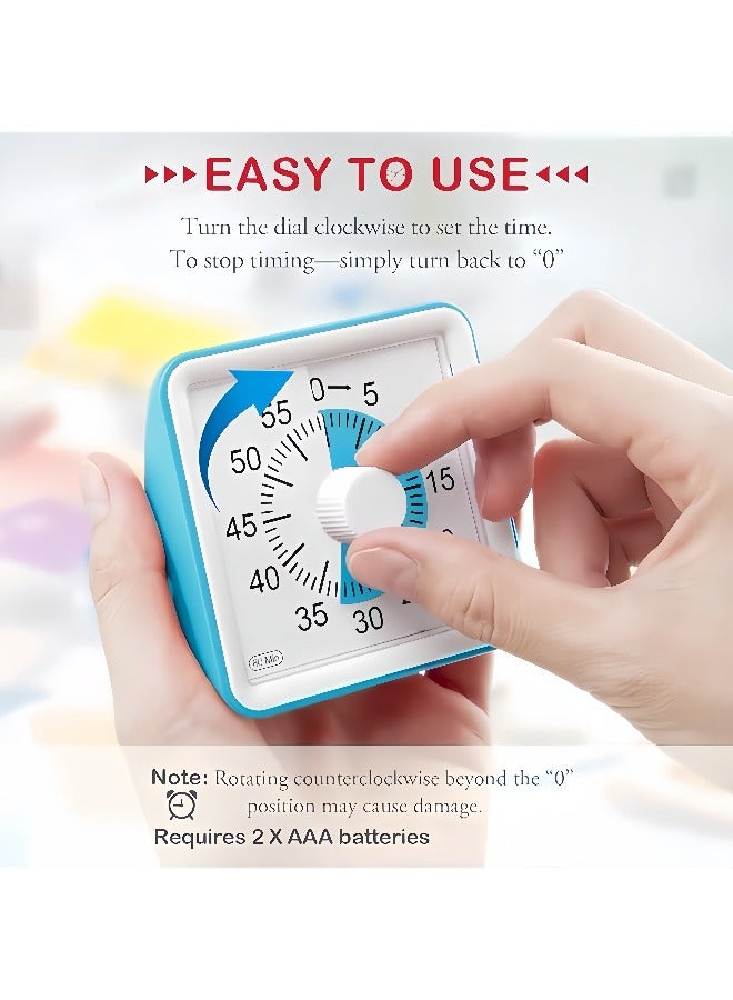 60-Minute Visual Timer, Classroom Classroom Timer, Countdown Timer for Kids and Adults, Time Management Tool for Teaching (Blue & Blue) - Image 3