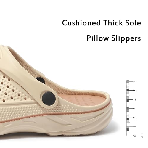 INMINPIN Women and Men Orthopedic Clogs Arch Support Garden Shoes Sandals Slippers with Plantar Fasciitis Feet Insoles,Pure Beige,8-9 Women/6-7 Men - Image 3
