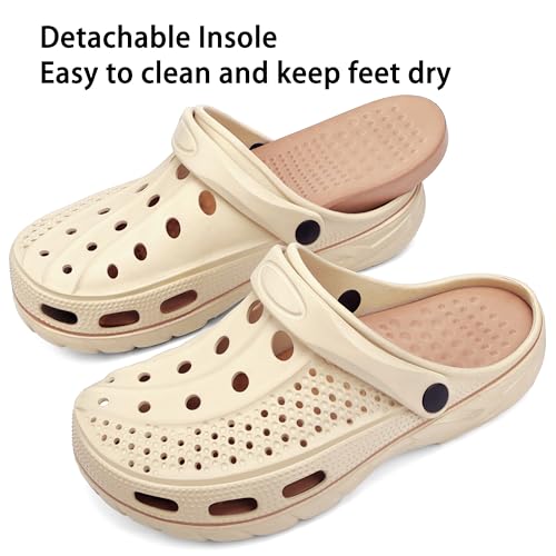 INMINPIN Women and Men Orthopedic Clogs Arch Support Garden Shoes Sandals Slippers with Plantar Fasciitis Feet Insoles,Pure Beige,8-9 Women/6-7 Men - Image 4