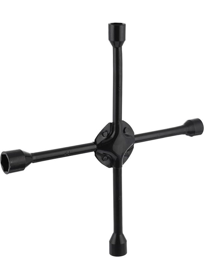 Metric 4-Way Lug Wrench for Car with support - Black - Image 1