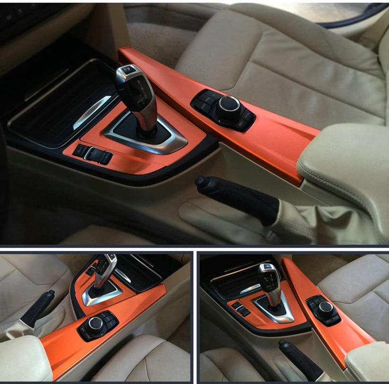 LZLRUN لفة تغليف فينيل معدني مصقول من LZLRUN بتقنية إطلاق الهواء لتزيين السيارات (برتقالي، 2 بوصة × 30 قدم) - Image 3