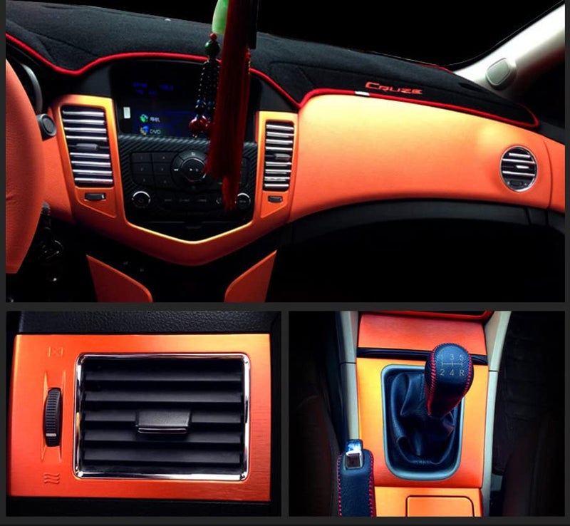 LZLRUN لفة تغليف فينيل معدني مصقول من LZLRUN بتقنية إطلاق الهواء لتزيين السيارات (برتقالي، 2 بوصة × 30 قدم) - Image 5