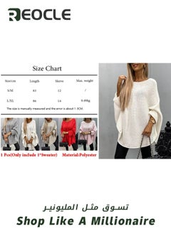 REOCLE Women's Winter Sweater Pullover Sweater Cape Cowl Neck Batwing Sweater with Round Neck Loose Casual Knit Tops for Travel Office  - Image 5