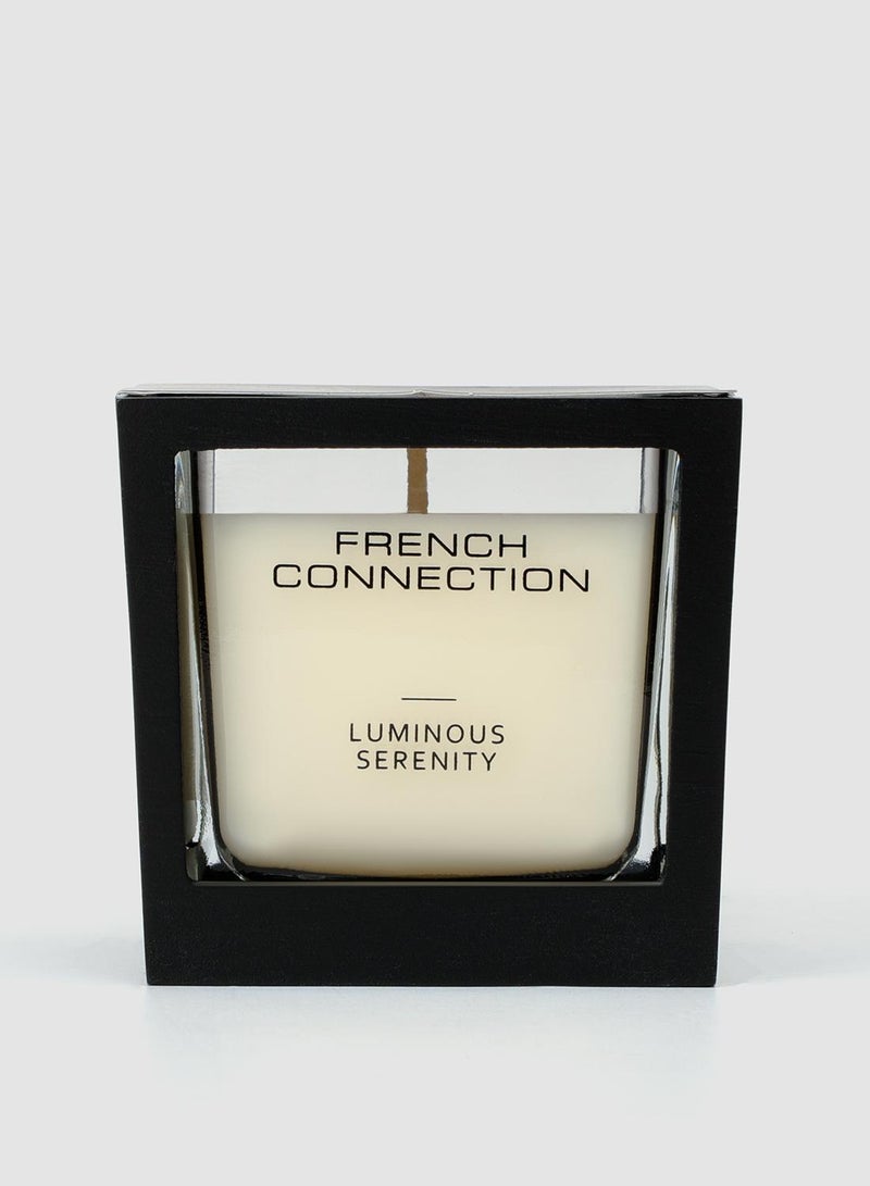 French Connection Black Wooden surround Luminous Serenity Candle 200G - Image 1
