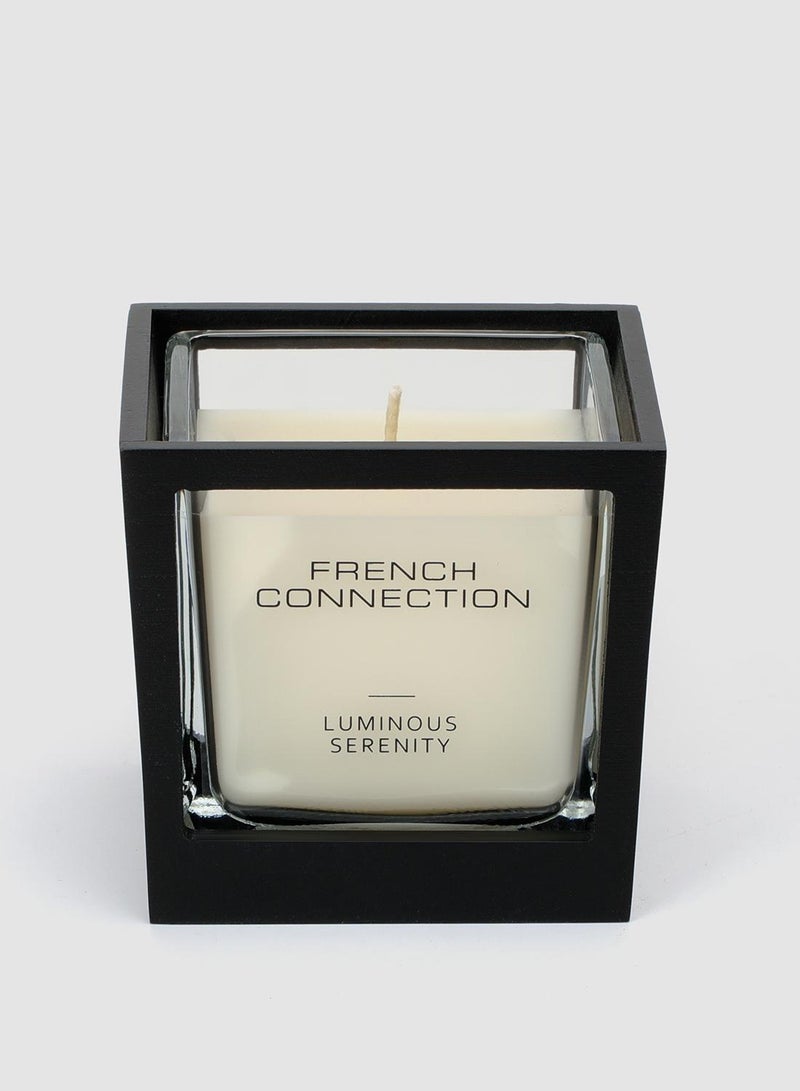 French Connection Black Wooden surround Luminous Serenity Candle 200G - Image 2