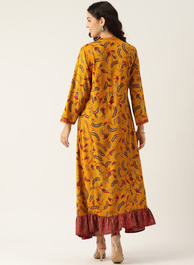 Rue Collection كُرتا أناركالي مزخرف بالأزهار للنساء - Image 4
