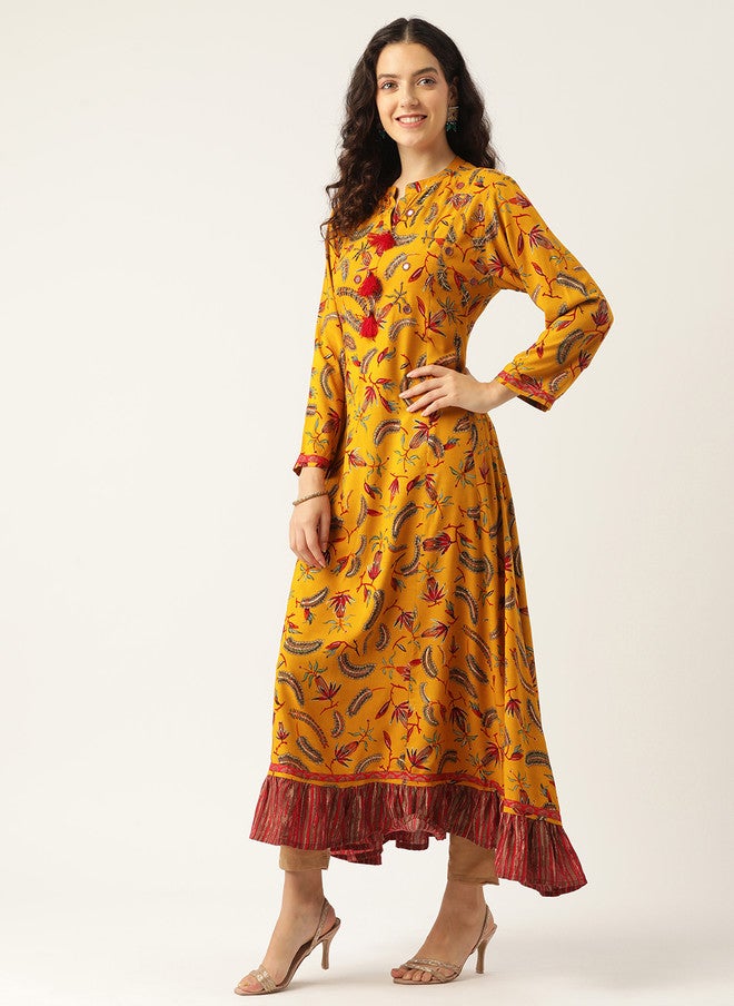 Rue Collection كُرتا أناركالي مزخرف بالأزهار للنساء - Image 3