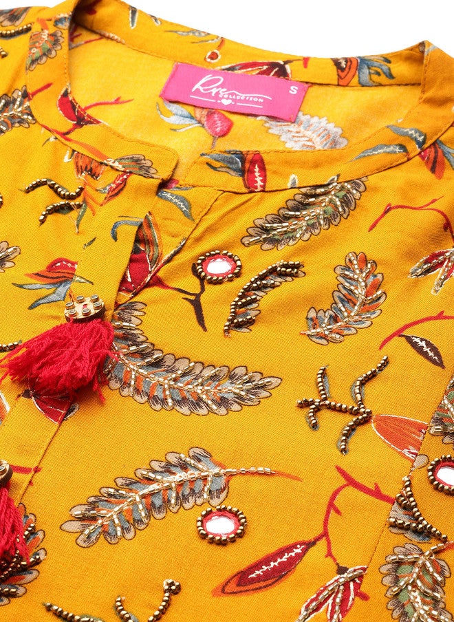 Rue Collection كُرتا أناركالي مزخرف بالأزهار للنساء - Image 2