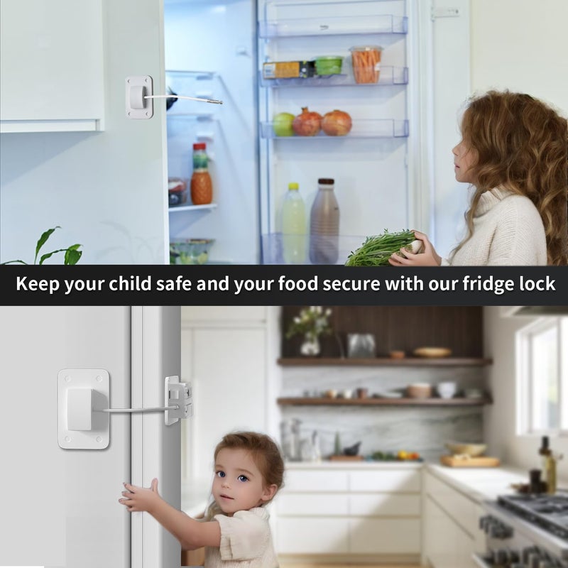 Ougourim Refrigerator Lock - Upgraded Combination Lock For Upright Freezer  Child Safety Lock For Cabinets  White - Image 2