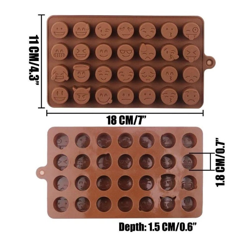 MoldBerry Silicone Chocolate Mould 28 Cavity Emoji Shape Mould Emoticons Candy Mold Baking Tools for Cake Chocolate JellO Ice Pack of 1 Multi Color - Image 2