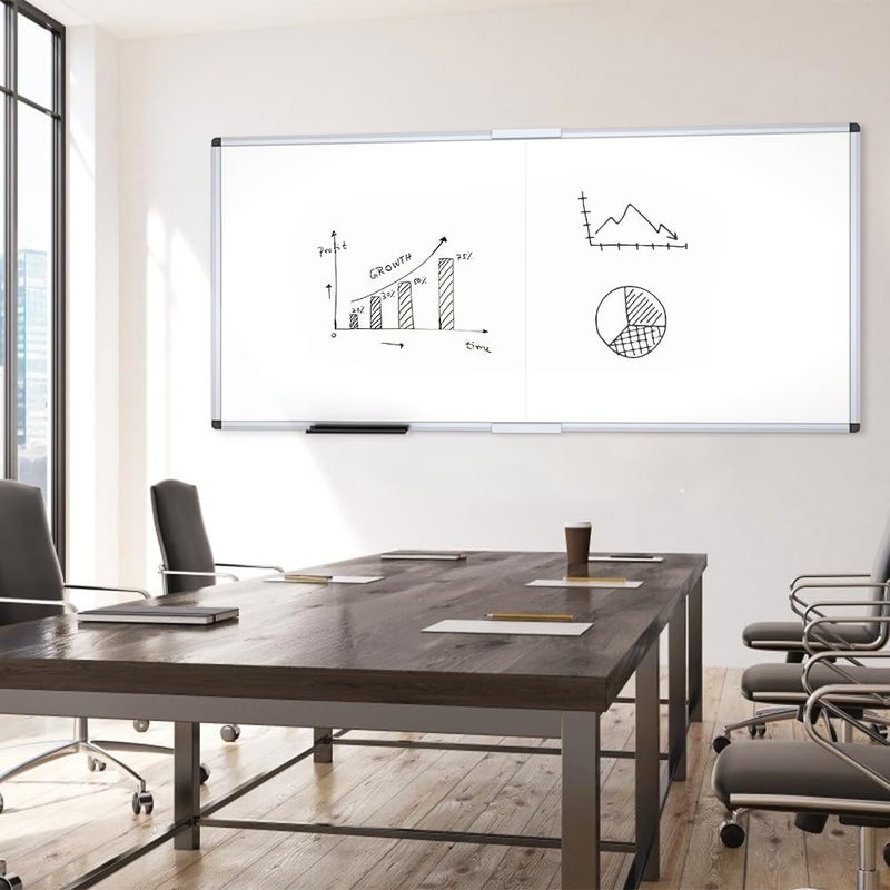 VIZ-PRO Magnetic Dry Erase Board, 72 X 48 Inches, Foldable Wall-Mounted Whiteboard with Silver Aluminum Frame & Marker Tray for School Office and Home 6' X 4' - Image 5