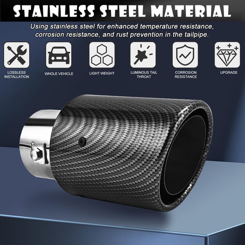 Dromco 2.5 Inch Inlet Carbon Fiber Exhaust Tip with Blue LED Light - Image 4