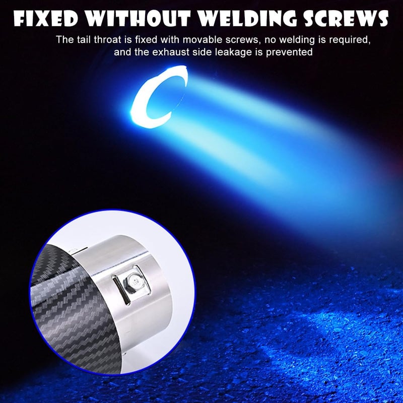 Dromco 2.5 Inch Inlet Carbon Fiber Exhaust Tip with Blue LED Light - Image 5