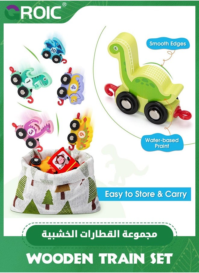 GROIC Toddler Toys for Kids,Montessori Toys,Wooden Train Set Dinosaur Toys for Kids,Toy Cars for Toddler Toys,Educational Toy Cars,Learning Toys  - Image 5