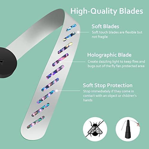 AMIAEDU مراوح AMIAEDU للطاولات، مروحة طاردة للذباب للاستخدام الداخلي/الخارجي، مراوح غذائية لإبعاد الذباب عن الحفلات، الشواء، المنزل، النزهات، السفر، محمولة وسهلة الاستخدام 6 عبوات (أسود) - Image 3