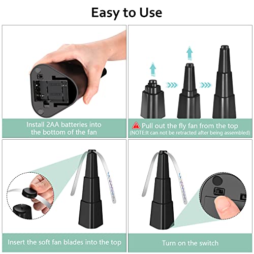 AMIAEDU مراوح AMIAEDU للطاولات، مروحة طاردة للذباب للاستخدام الداخلي/الخارجي، مراوح غذائية لإبعاد الذباب عن الحفلات، الشواء، المنزل، النزهات، السفر، محمولة وسهلة الاستخدام 6 عبوات (أسود) - Image 5
