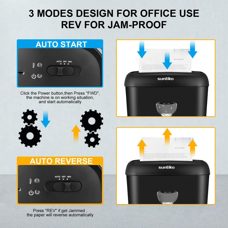 Suntiko 14 Sheet Cross Cut Paper Shredder for Home Office Use with P-4 High Security and 6.6 Gallon Bin for Credit Cards CDs or Staples ETL Certified Black - Image 5