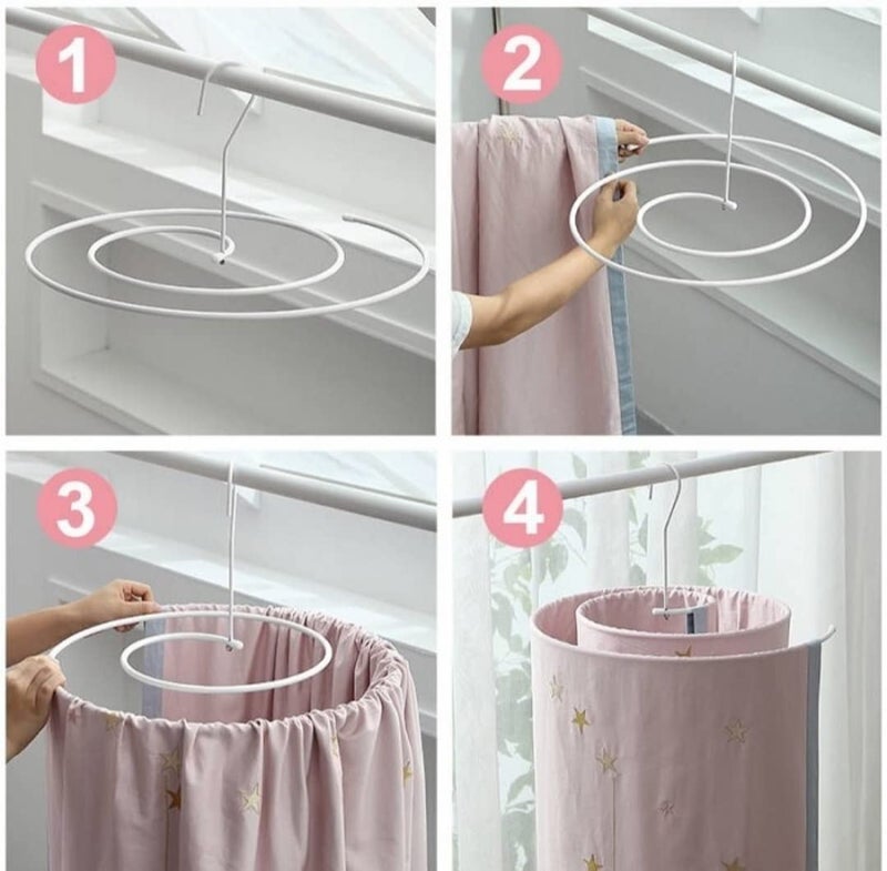 kesig kesig Multifunctional Round Rotating Spiral Shaped Heavy Duty Space Saving Hanger Quilt Metal Drying Balcony Storage Rack for Towel Bedsheets Mattress Cover Blanket  - Image 5