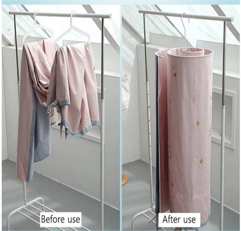 kesig kesig Multifunctional Round Rotating Spiral Shaped Heavy Duty Space Saving Hanger Quilt Metal Drying Balcony Storage Rack for Towel Bedsheets Mattress Cover Blanket  - Image 3