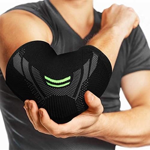 serveuttam Nylon Elbow Support For Gym(1 Pc)-Elbow Brace For Men Women Workout Elbow Compression Sleeves For Tendonitis Pain Relief,Tennis,Volleyball,Cricket-Elbow Pain(Robotic Green,Small) - Image 1