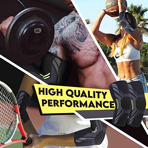 serveuttam Nylon Elbow Support For Gym(1 Pc)-Elbow Brace For Men Women Workout Elbow Compression Sleeves For Tendonitis Pain Relief,Tennis,Volleyball,Cricket-Elbow Pain(Robotic Green,Small) - Image 2