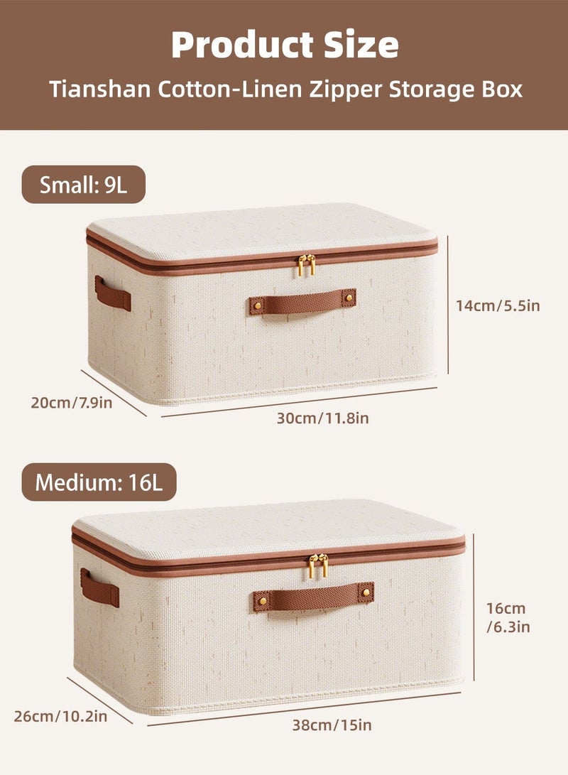 4 Pcs Storage Boxes with Lids, Foldable Closet Organizers with Handles, Washable Fabric Storage Bins with Zippers, Large Capacity Wardrobe Organizer Cloth Organizer, Reusable & Space-Saving Closet Storage Divider - Image 3