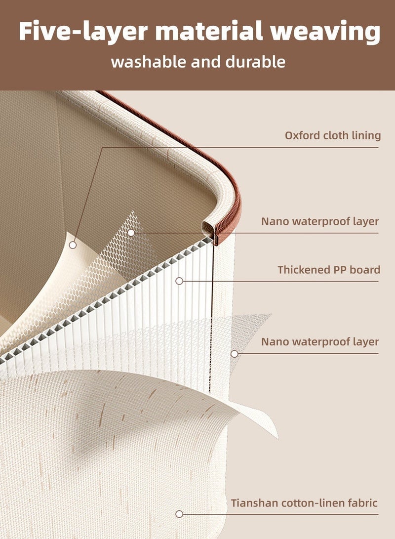 4 Pcs Storage Boxes with Lids, Foldable Closet Organizers with Handles, Washable Fabric Storage Bins with Zippers, Large Capacity Wardrobe Organizer Cloth Organizer, Reusable & Space-Saving Closet Storage Divider - Image 5