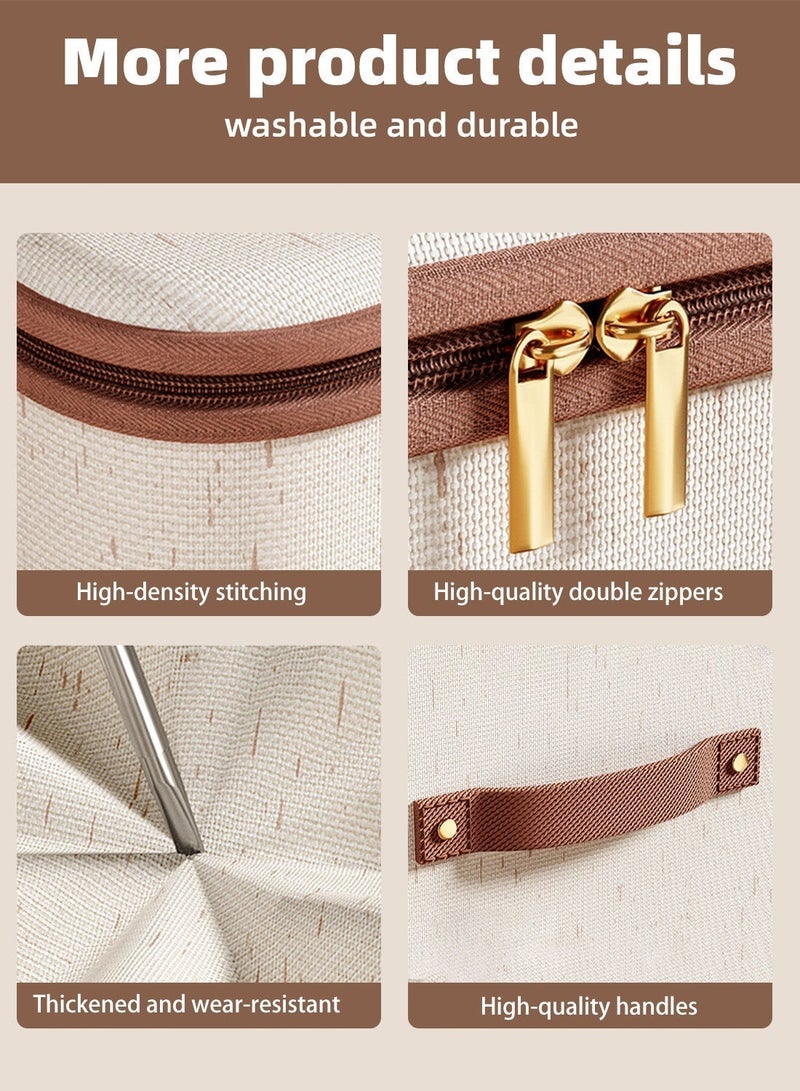 4 Pcs Storage Boxes with Lids, Foldable Closet Organizers with Handles, Washable Fabric Storage Bins with Zippers, Large Capacity Wardrobe Organizer Cloth Organizer, Reusable & Space-Saving Closet Storage Divider - Image 4