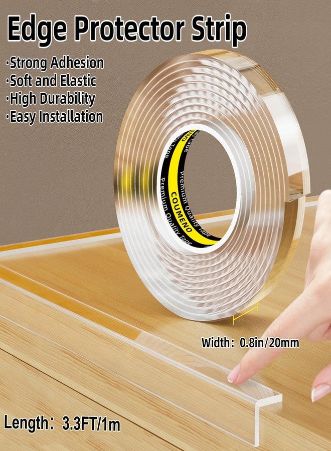 COUMENO Clear Edge Protector 0.8inX3.3FT Safe Corner Guard for Furniture, Tables, Cabinets, Drawers - Anti-Sharp Edge Protector for Baby Proofing and Home Safety - Image 2