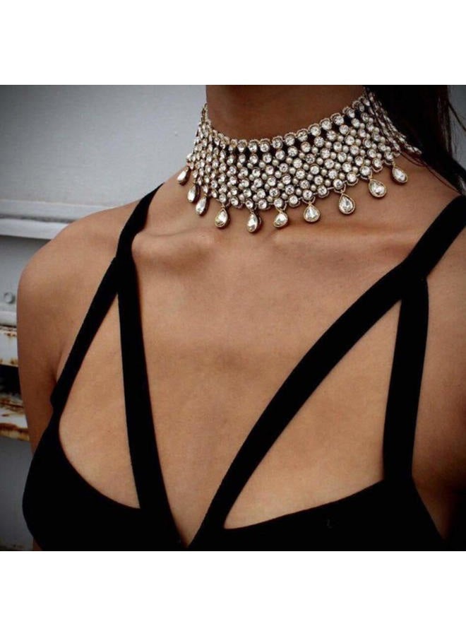 YERTTER Vintage Boho Full Rhinestones Necklaces Tassel Jewelry Set Layered Pendant Statement Chunky Chain Necklace for Women - Image 2
