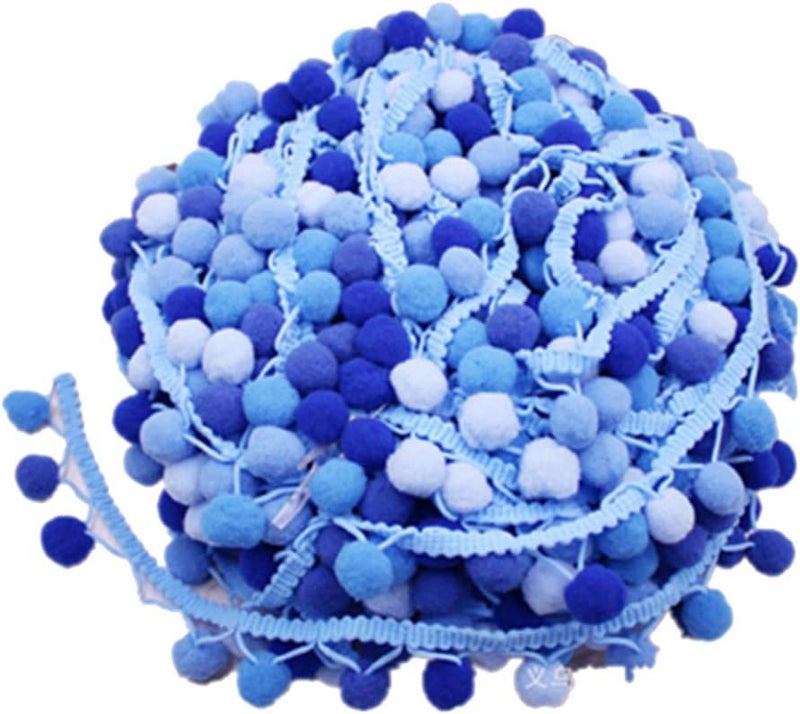 klarako 4.5m 5 Color Gradient Color Ball Lace DIY Small Ball Lace Trim Lace Beaded Fringe Trim,pom pom Ribbon for Dress Scarf Hat Curtain (Blue) - Image 1