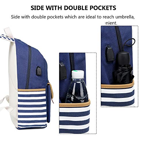 goldwheat Girls Backpack Canvas Schoolbag Bookbag Laptop Bag Rucksack with USB Charging Port - Image 5