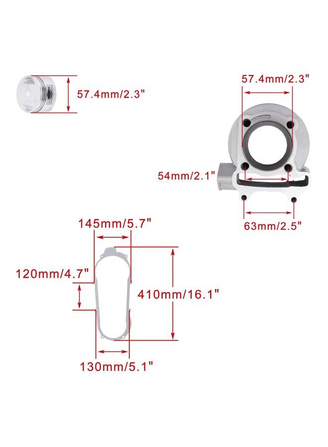 WOOSTAR طقم إعادة بناء أسطوانة ورأس أسطوانة كامل بقطر 57.4 مم بديل لمحرك 4 أشواط GY6 150cc 157QMJ 152QMI للدراجات الرباعية الصينية والسكوتر وكارت السباق - Image 2