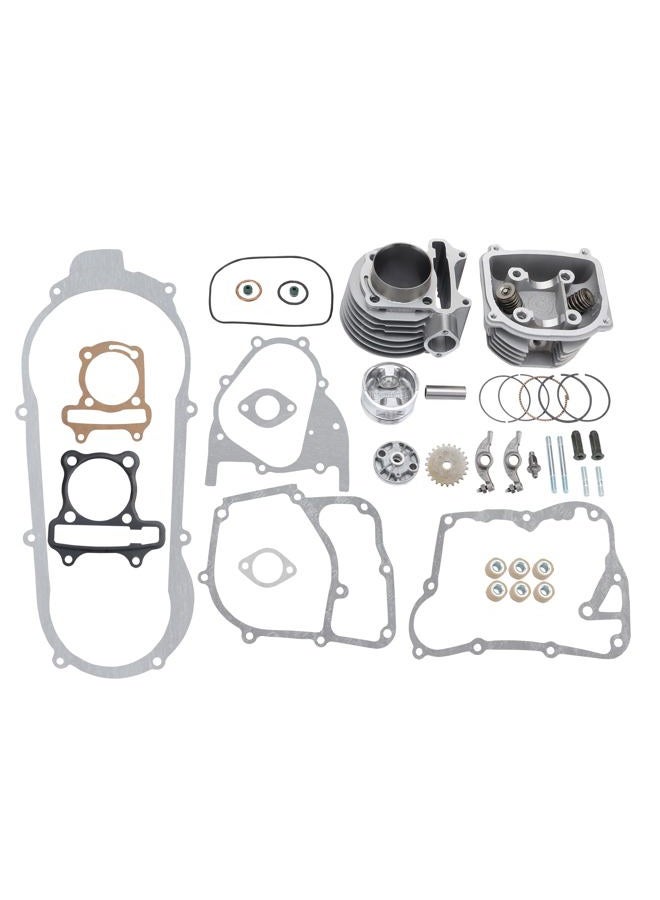 WOOSTAR طقم إعادة بناء أسطوانة ورأس أسطوانة كامل بقطر 57.4 مم بديل لمحرك 4 أشواط GY6 150cc 157QMJ 152QMI للدراجات الرباعية الصينية والسكوتر وكارت السباق - Image 1