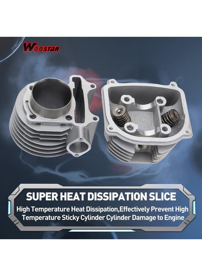 WOOSTAR طقم إعادة بناء أسطوانة ورأس أسطوانة كامل بقطر 57.4 مم بديل لمحرك 4 أشواط GY6 150cc 157QMJ 152QMI للدراجات الرباعية الصينية والسكوتر وكارت السباق - Image 5