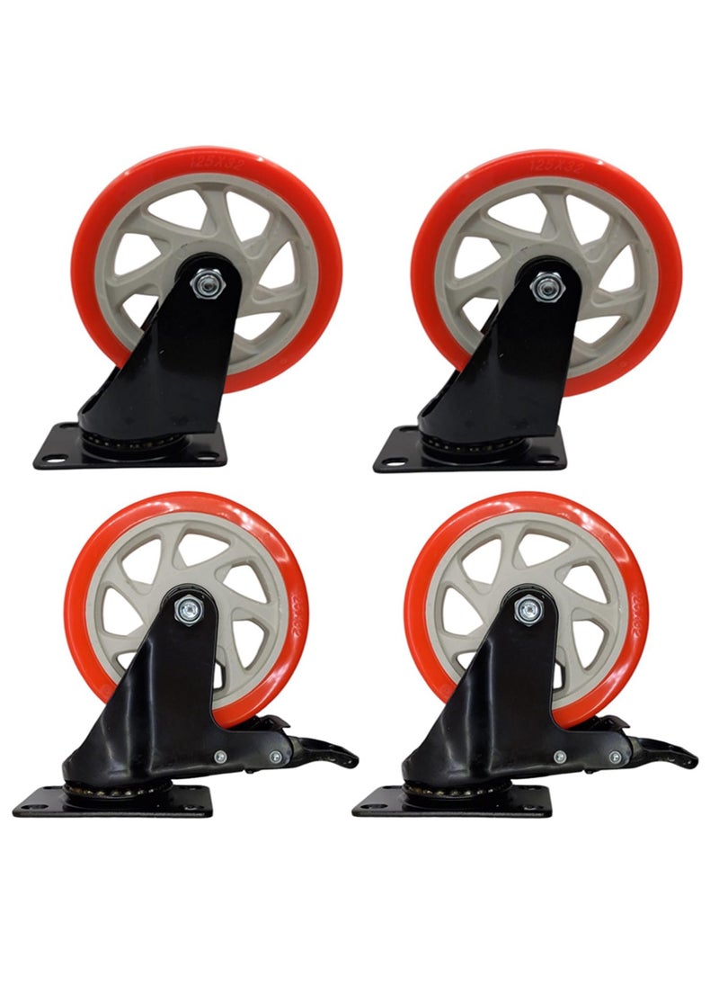THOISEWELT THOISEWELT Industrial Heavy Duty Caster Wheel For Furniture 2 Brack 2 360Degree Swivel Plate Full Set 50mm  - Image 1