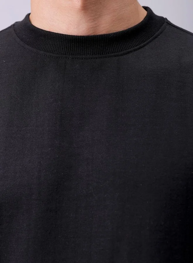 شركة المرآب الهندية Men Oversized Solid Crew Neck Overhead Sweatshirt
