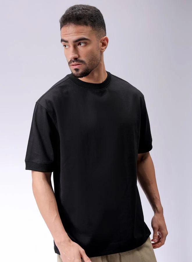 شركة المرآب الهندية Men Oversized Solid Crew Neck Overhead Sweatshirt