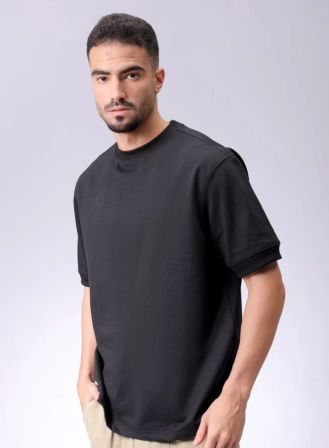 شركة المرآب الهندية Men Oversized Solid Crew Neck Overhead Sweatshirt