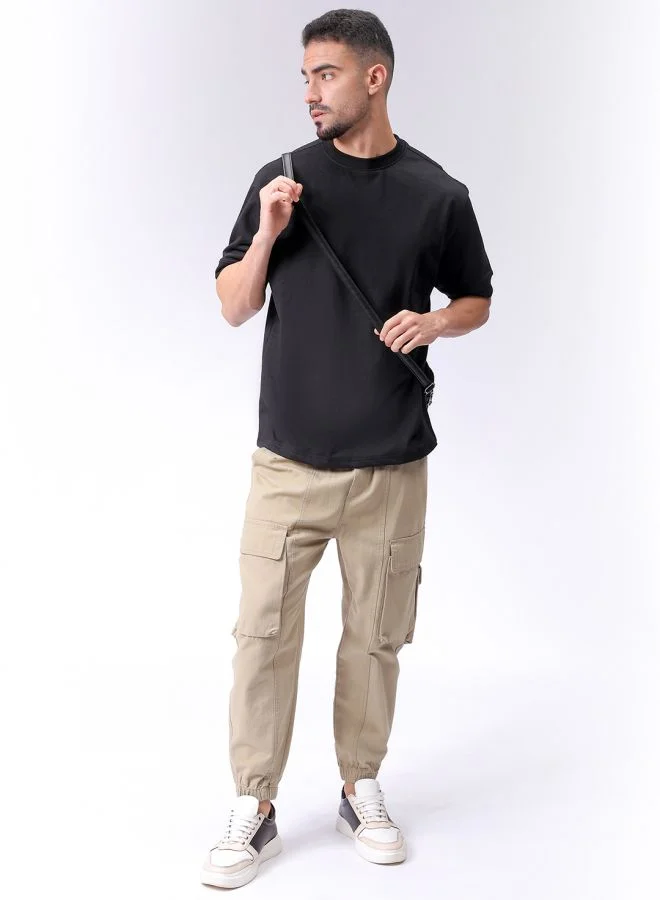شركة المرآب الهندية Men Oversized Solid Crew Neck Overhead Sweatshirt