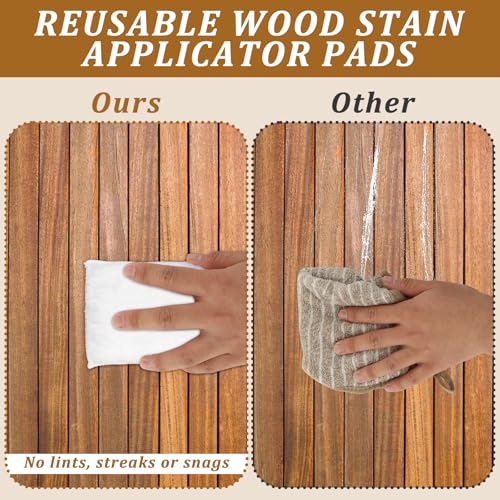FMOACEN 20 Pcs Wood Stain Applicator Pads, Wood Lint and Snag Free Applicator Pads Reusable Fiber Staining Pad Square Thick Rags Cloth for Wood Stain and Oil Based Finishes, White - Image 3